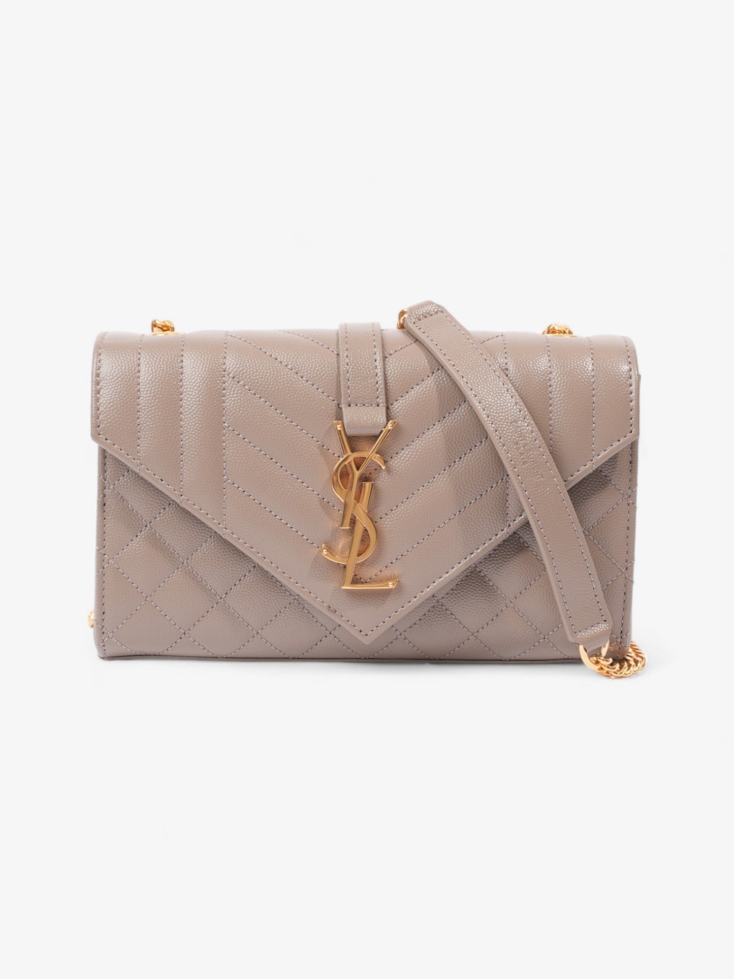YSL Saint Laurent Envelope Dark Calfskin Crossbody Bag Leather Beige Small