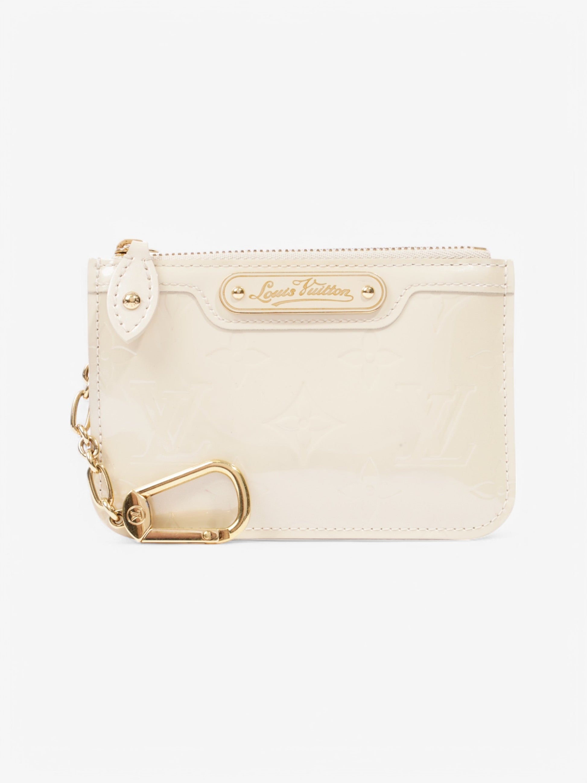 Louis Vuitton Cream Vernis Leather Key Pouch Wallet Case