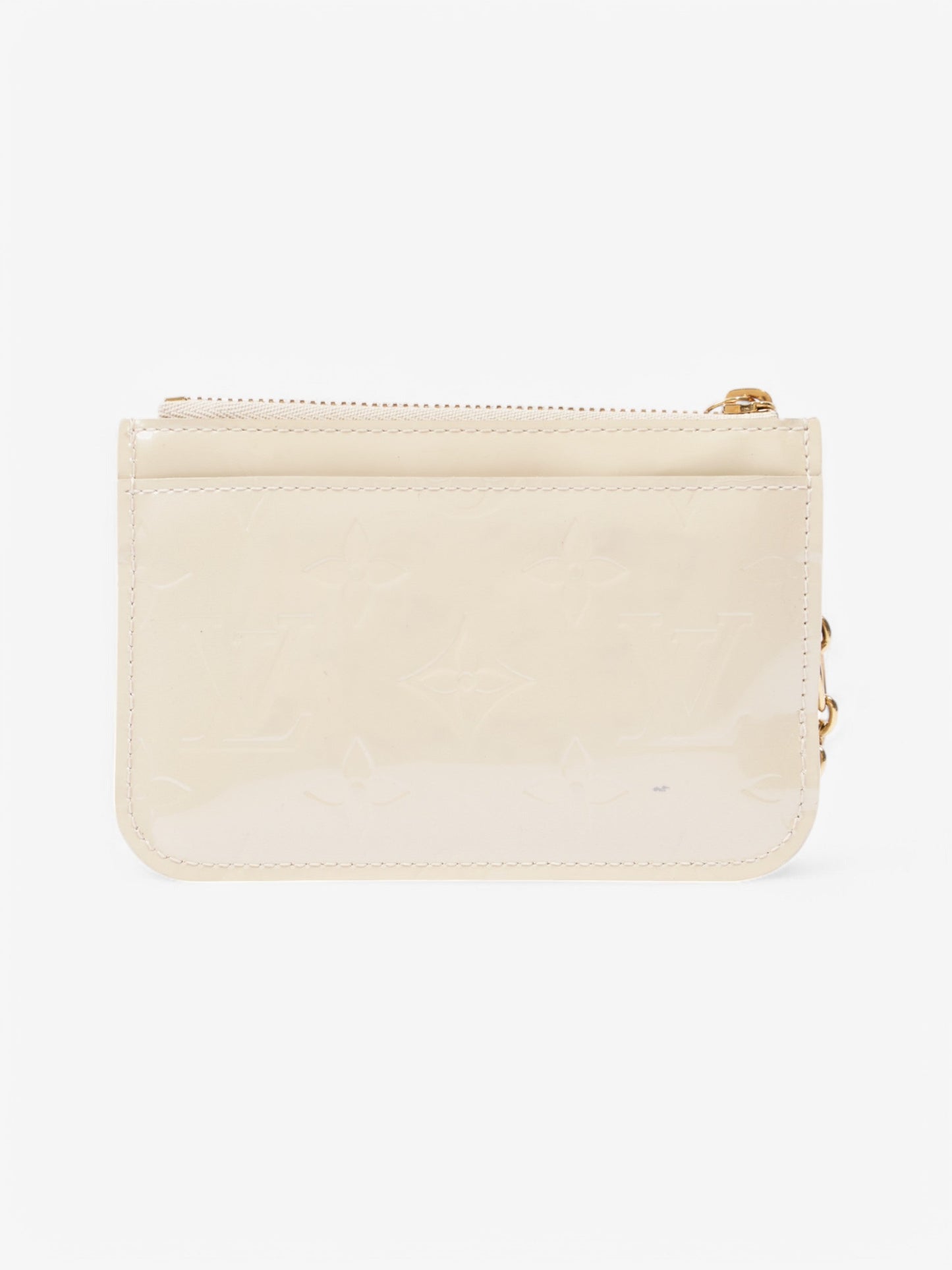 Louis Vuitton Cream Vernis Leather Key Pouch Wallet Case