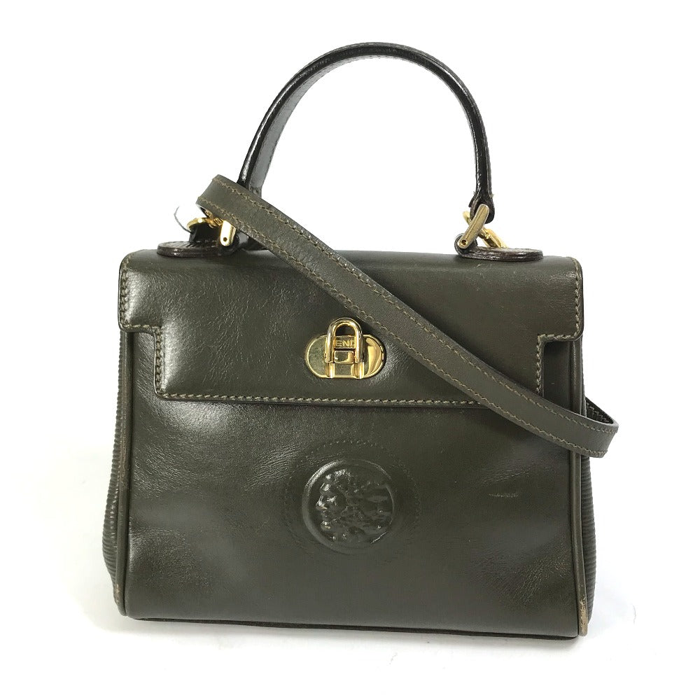 Fendi Shoulder Bag Khaki Handbag Bag Women Leather
