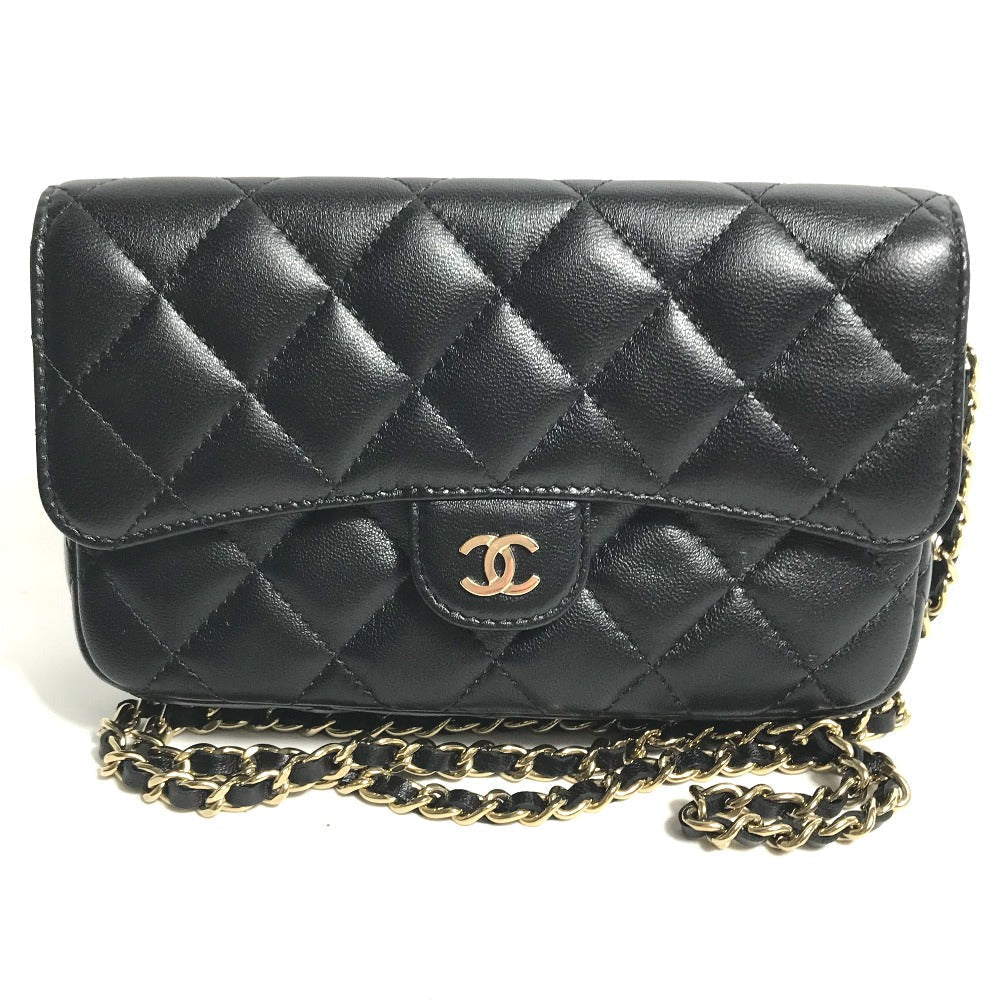 Chanel lambskin COCO Mark Phone CC Matrasse Black Wallet Case