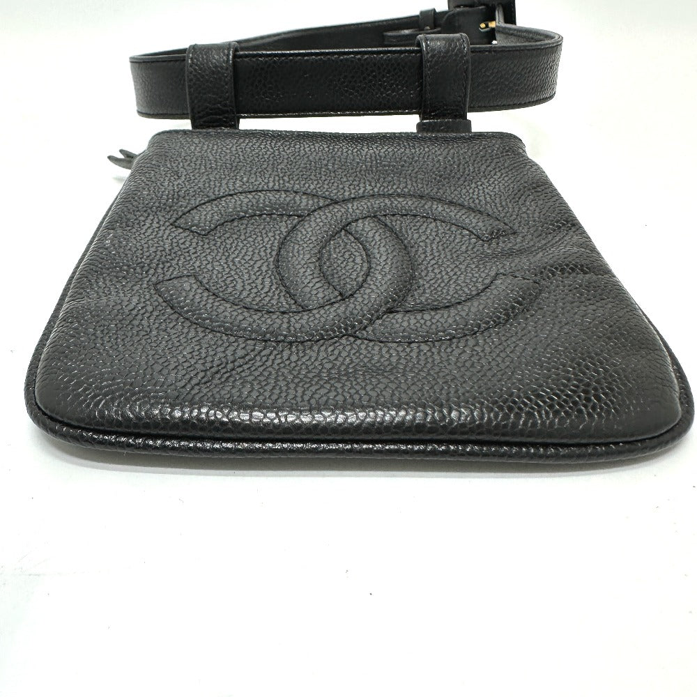 Chanel Caviar skin CC COCO Mark Waist Black Handbag