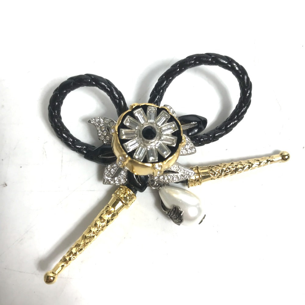 Louis Vuitton Brooch Bijoux Leather Black Handbag