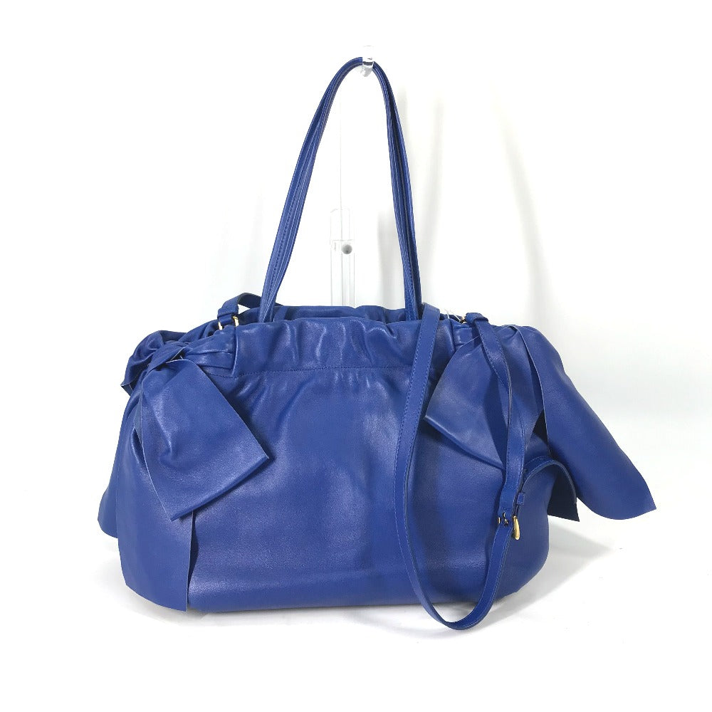Crossbody Ribbon Women Leather Blue Crossbody Bag