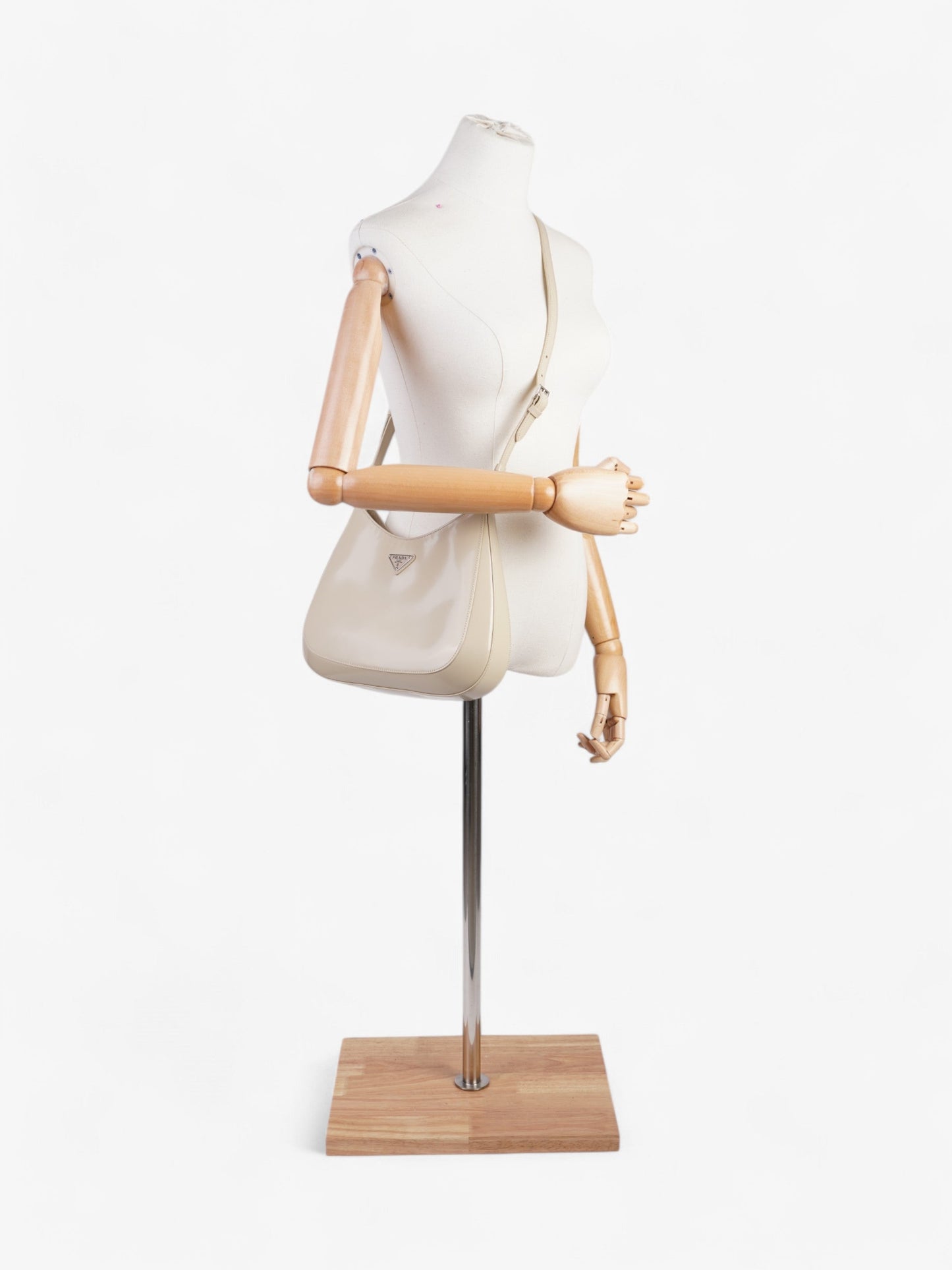 Prada Cleo Crossbody Bag Leather Patent Beige