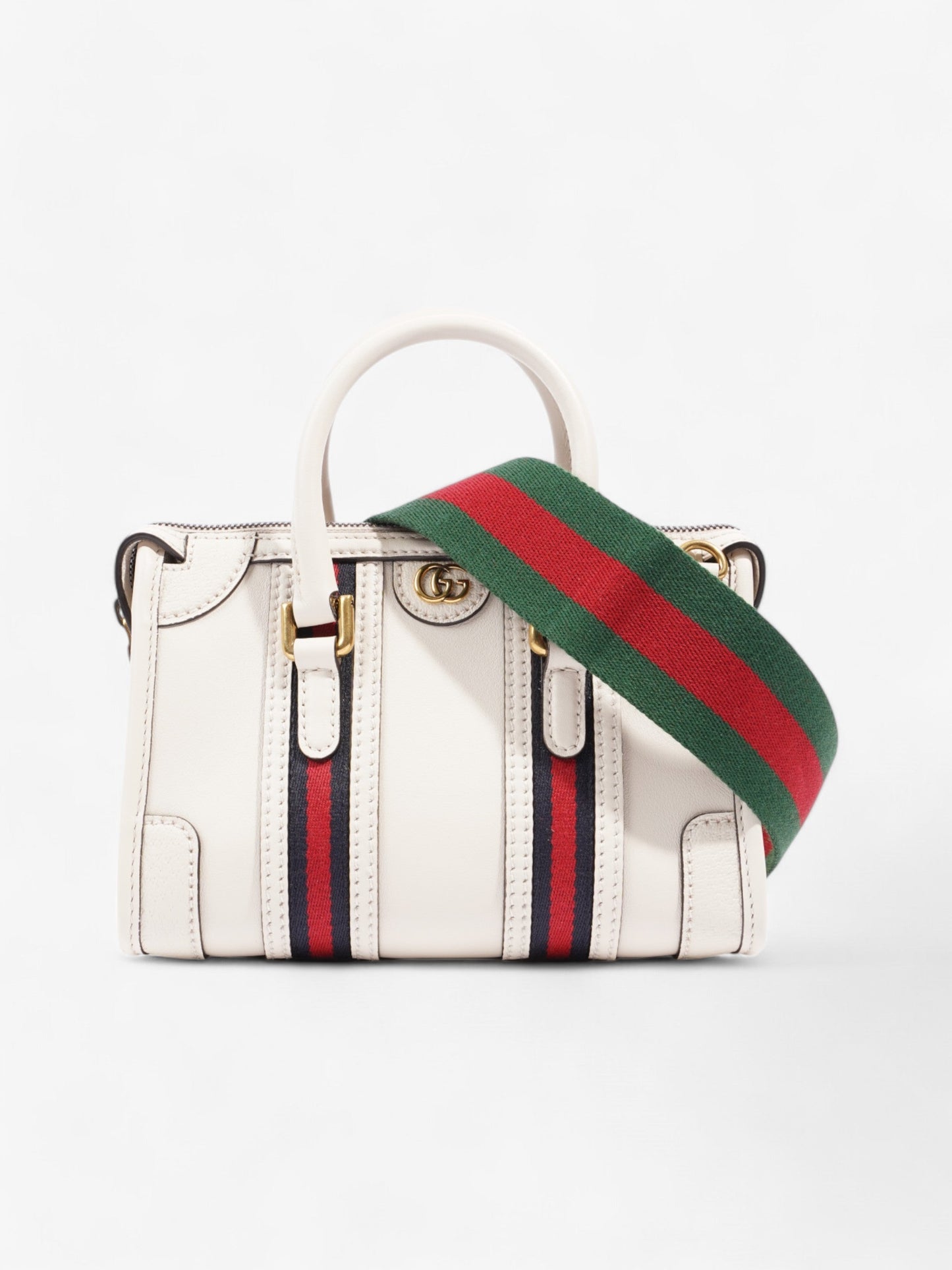 Gucci Bauletto Red Mini Crossbody Bag Leather White