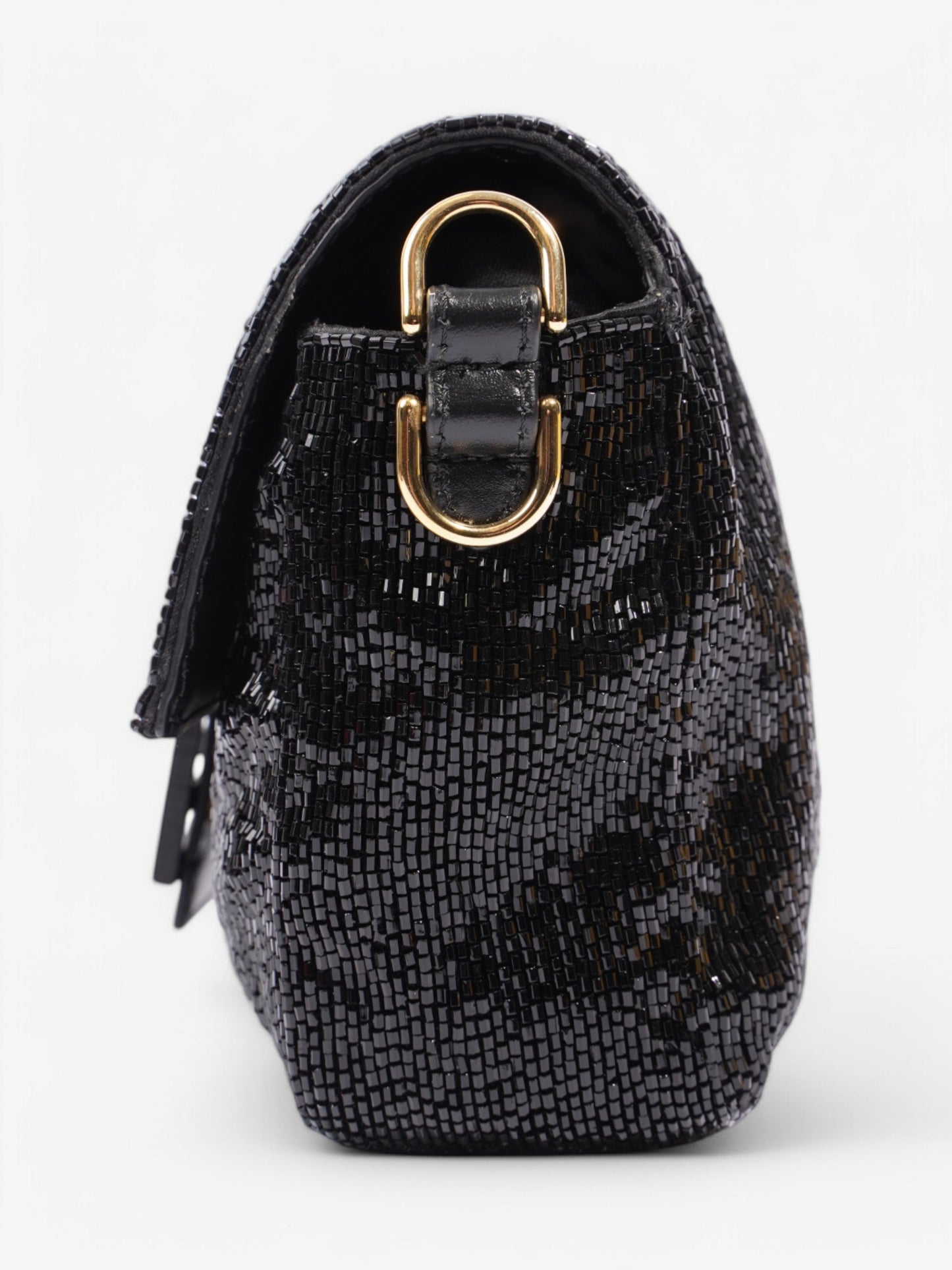 Fendi Beaded Baguette Sequin Crossbody Bag Black Shoulder Bag