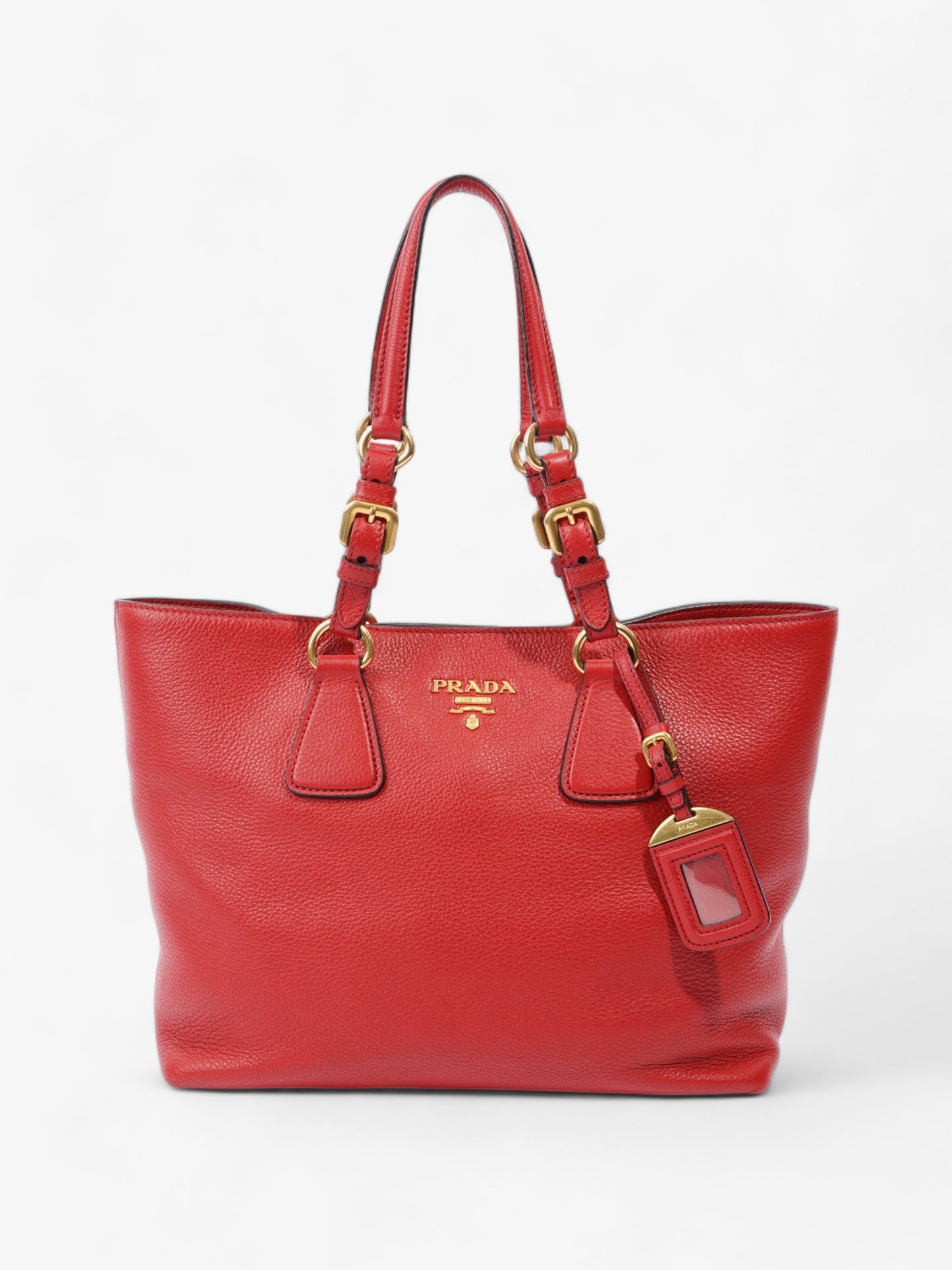 Prada Shopping Tote Leather Red Medium Tote Bag