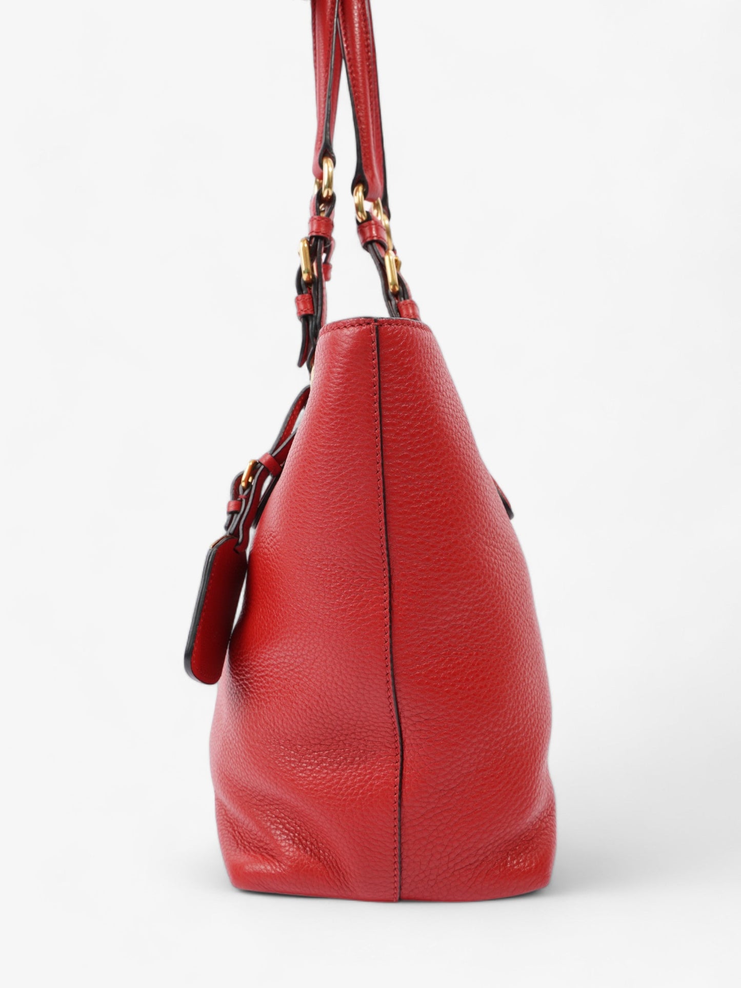 Prada Shopping Tote Leather Red Medium Tote Bag