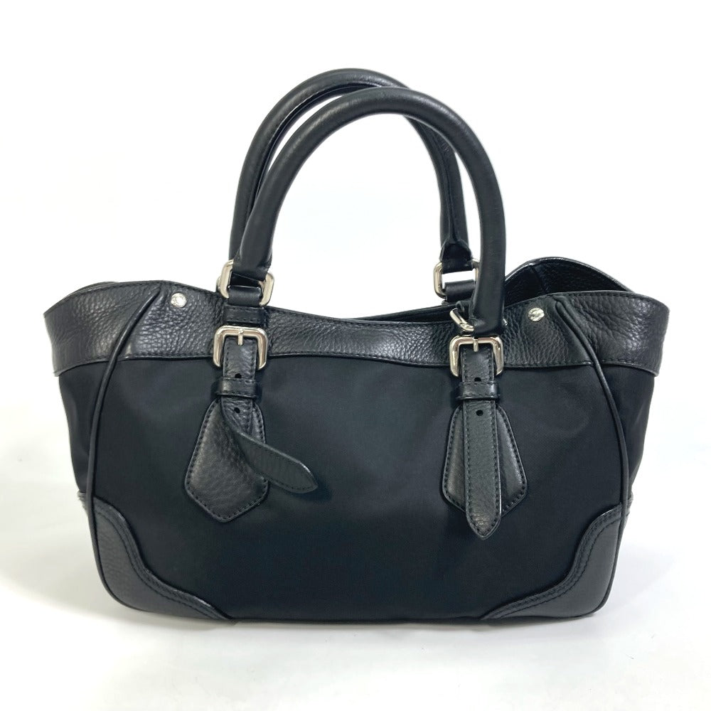 Triangle Logo Tote Bag Women Leather Nylon