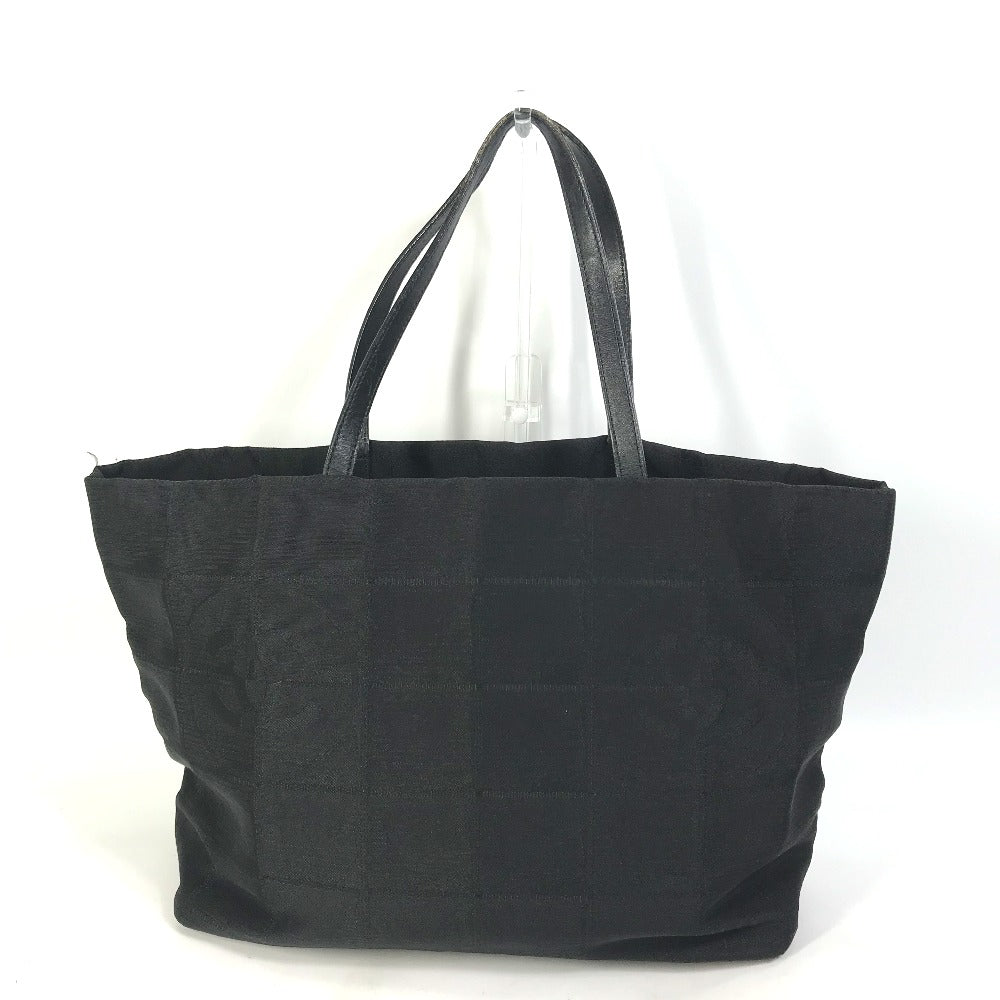 Chanel Nylon CC COCO Mark New Line Black MM Leather Travel Bag