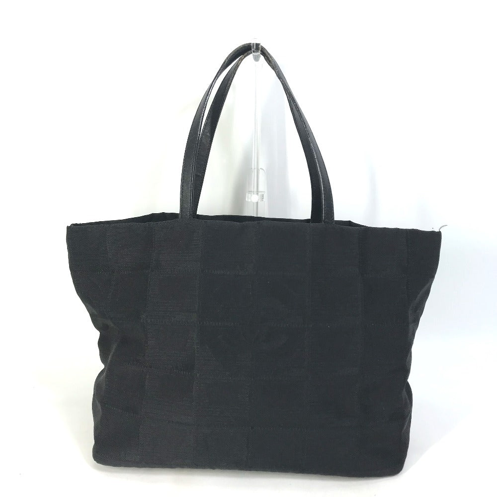 Chanel Nylon CC COCO Mark New Line Black MM Leather Travel Bag
