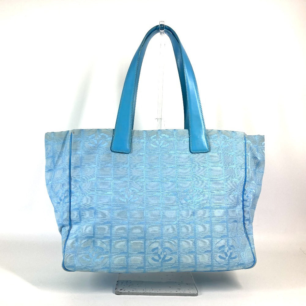 Chanel Nylon jacquard New Line Blue MM Leather Travel Bag