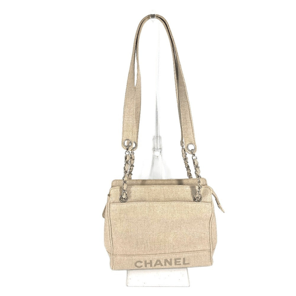 Chanel CC COCO Mark Beige Canvas Shoulder Bag