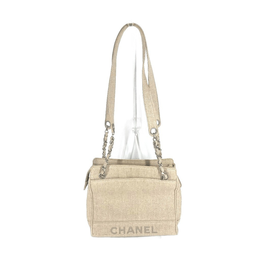 Chanel CC COCO Mark Beige Canvas Shoulder Bag
