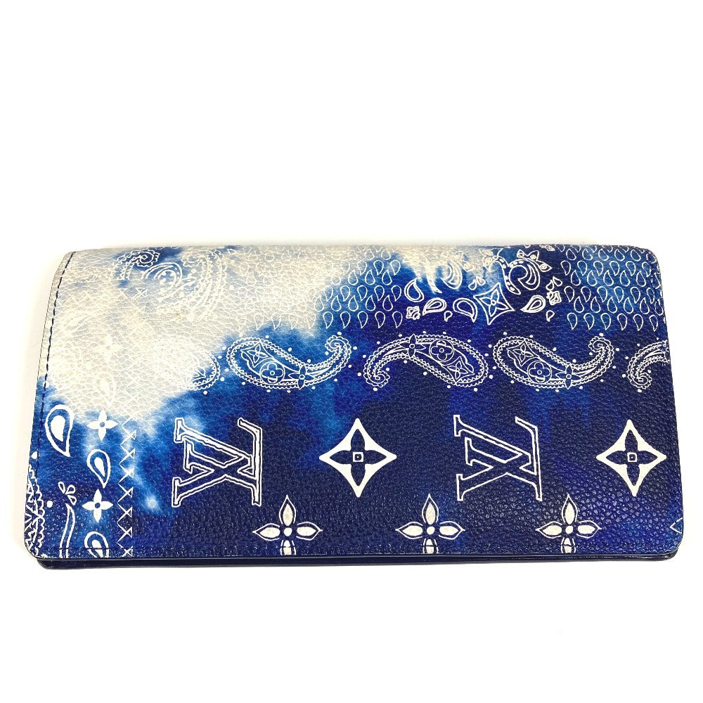 Louis Vuitton Long Purse M81405 bandana Portefeuille Monogram Leather Blue Wallet Case