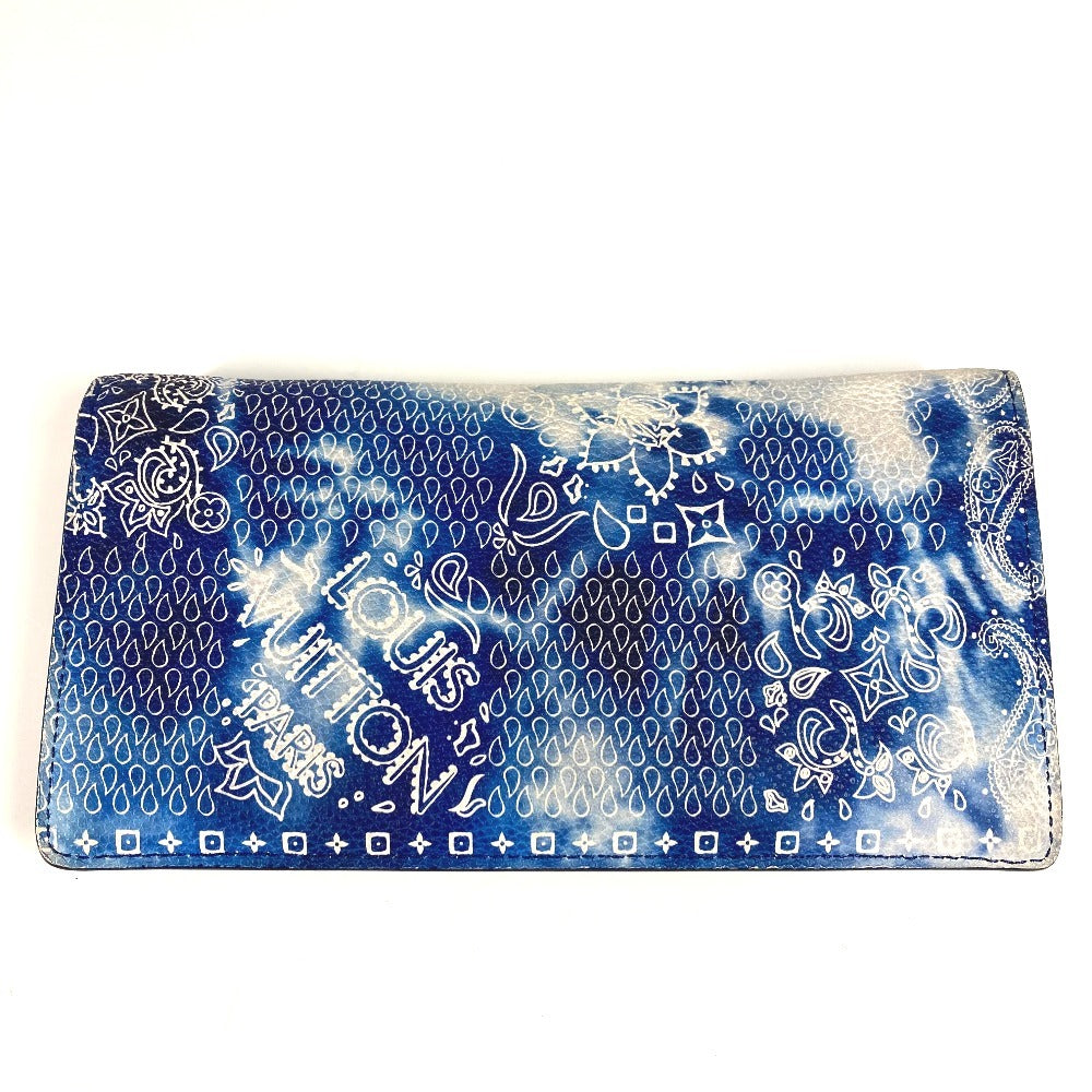 Louis Vuitton Long Purse M81405 bandana Portefeuille Monogram Leather Blue Wallet Case