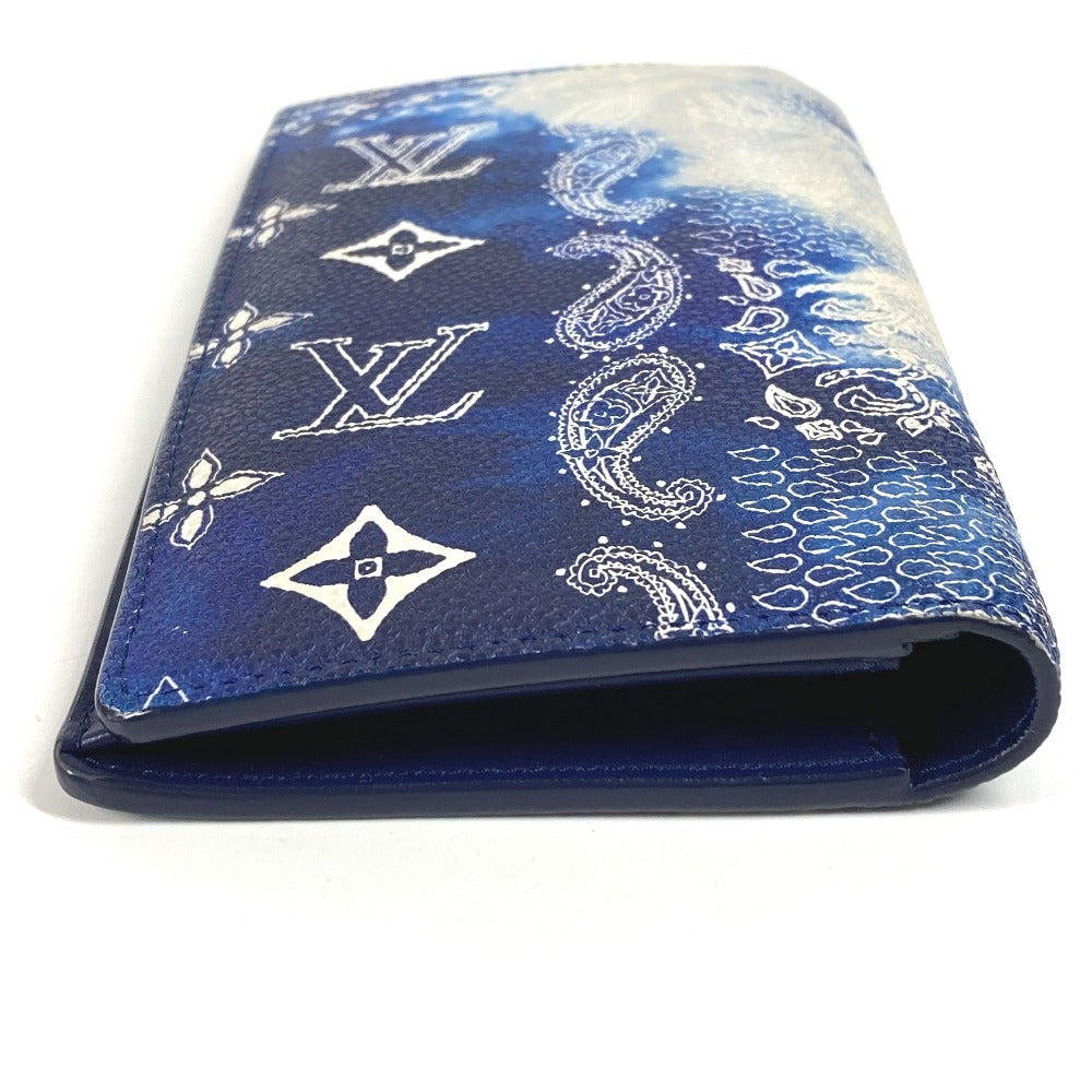 Louis Vuitton Long Purse M81405 bandana Portefeuille Monogram Leather Blue Wallet Case