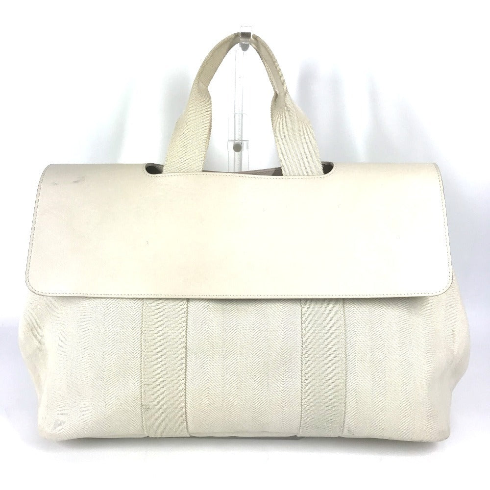 Hermes Handbag Valparaiso Mm Valparaiso Leather Canvas White Travel Bag