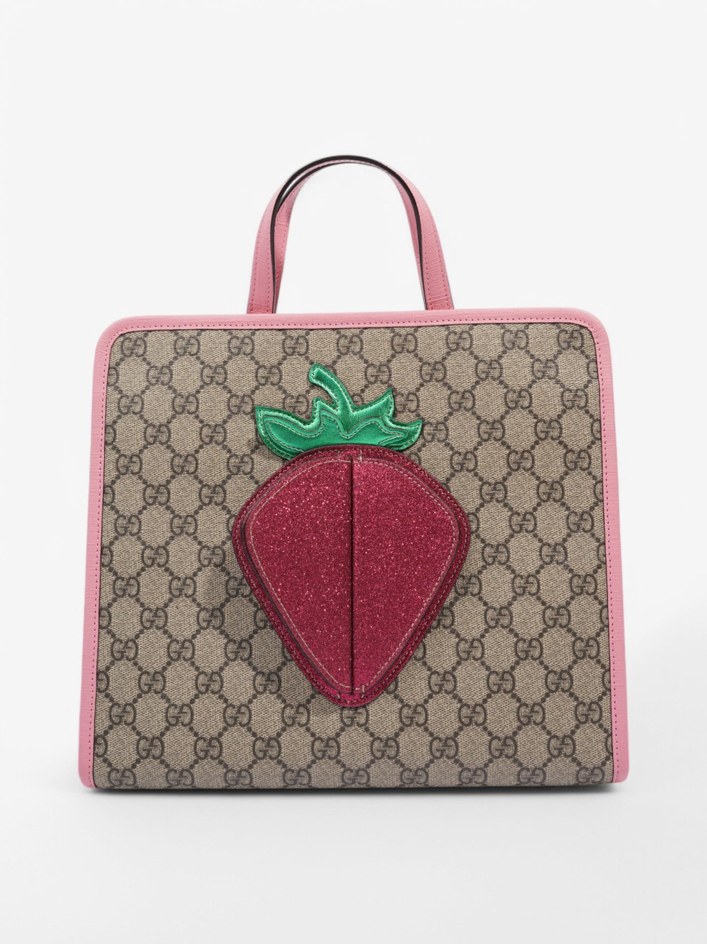 Gucci Strawberry Print Tote Supreme Canvas Pink Tote Bag
