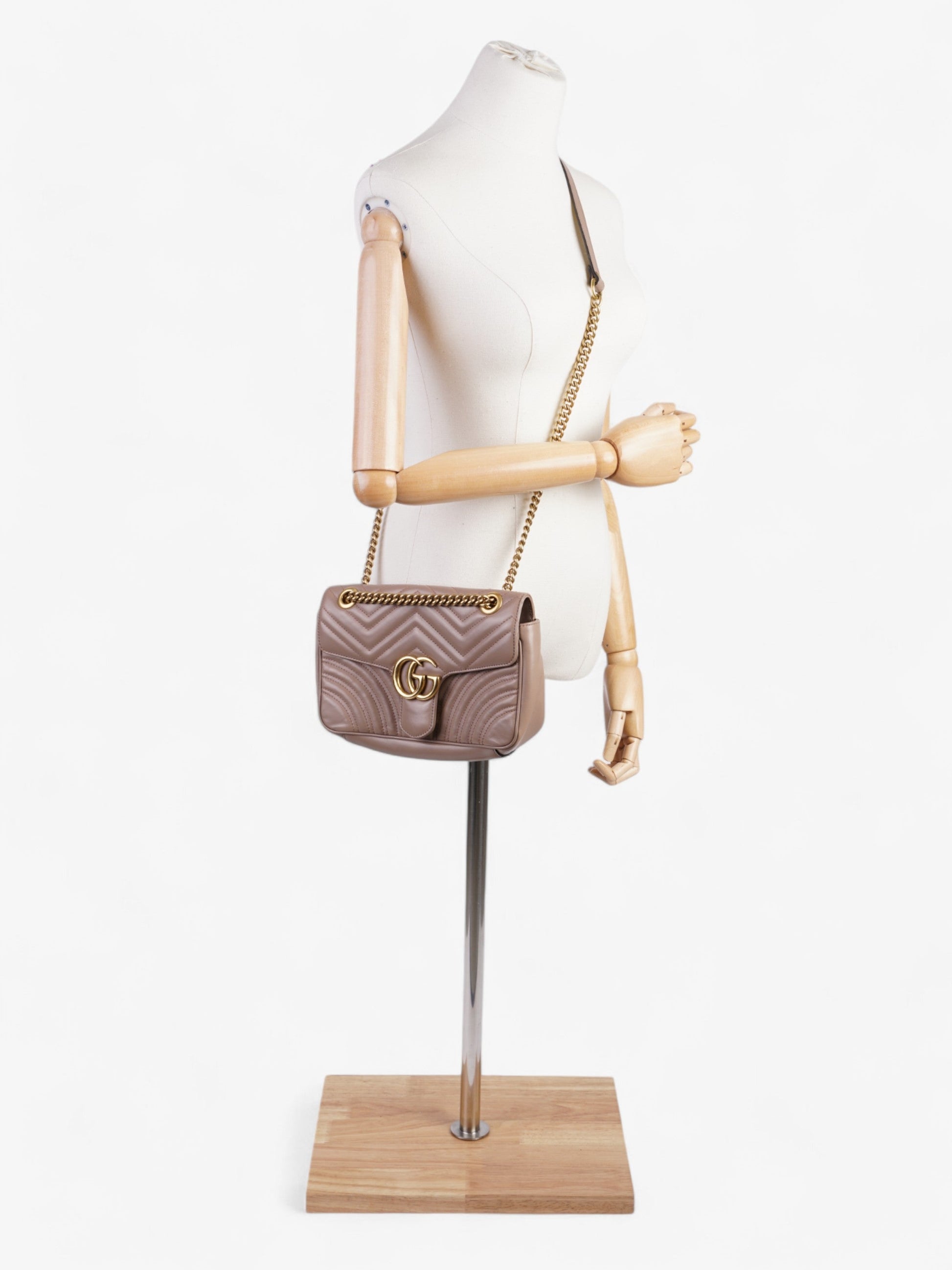 Gucci Marmont Dusty Small Shoulder Bag Leather Matelasse