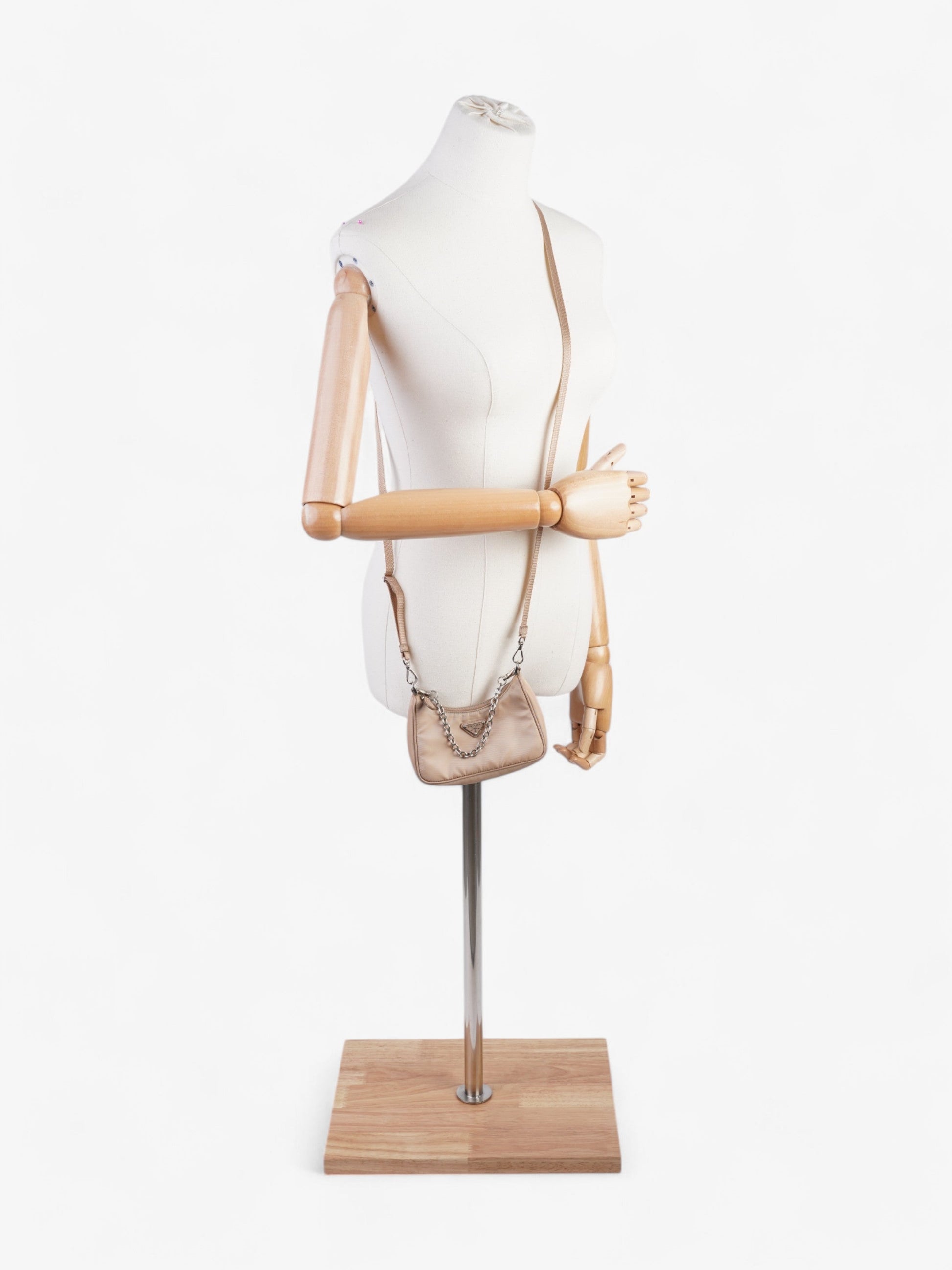 Prada Re Edition Handbag Nylon Beige Mini Travel Bag
