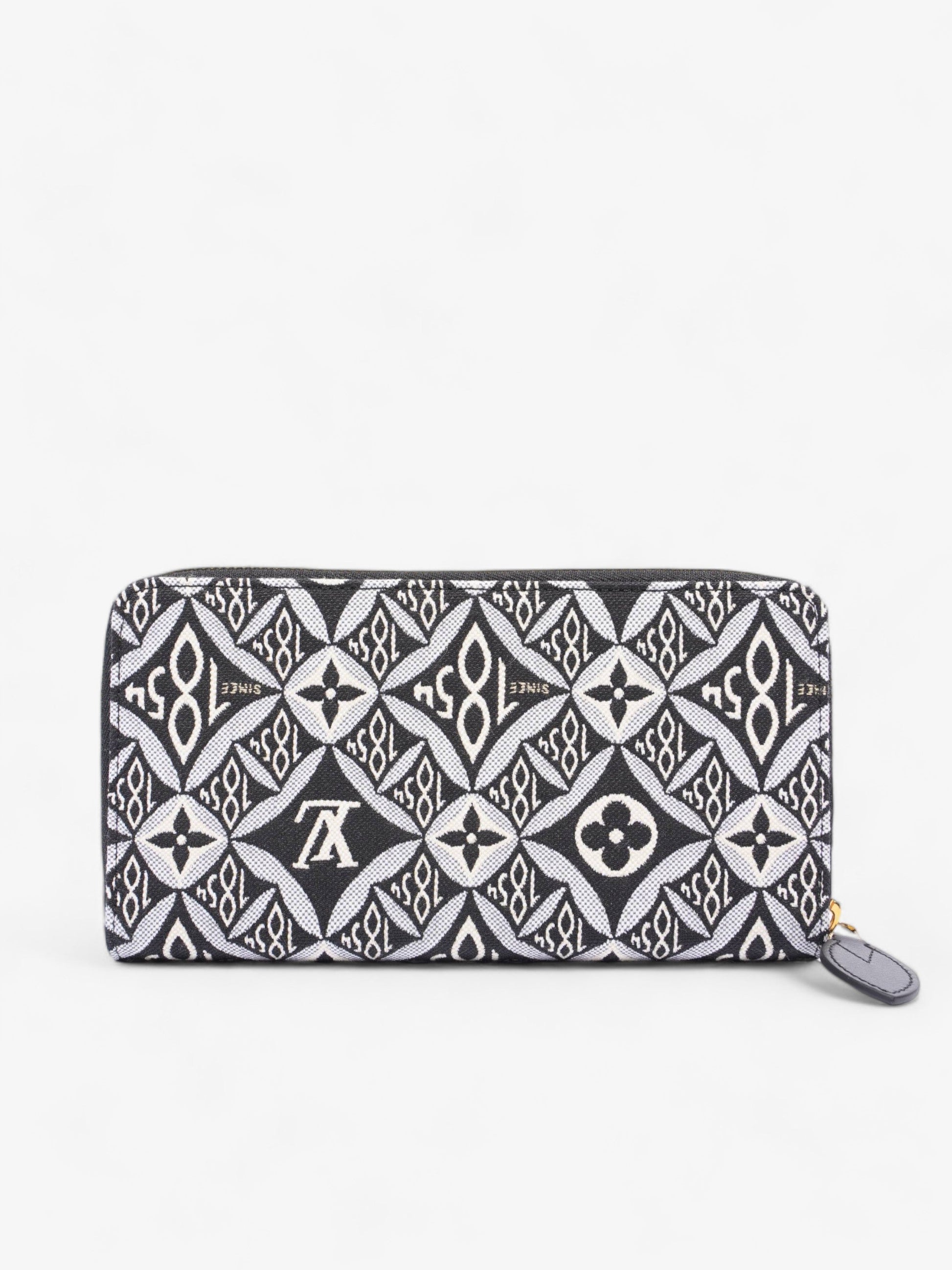 Louis Vuitton Since Zippy Jacquard Monogram Black White Canvas Wallet Case