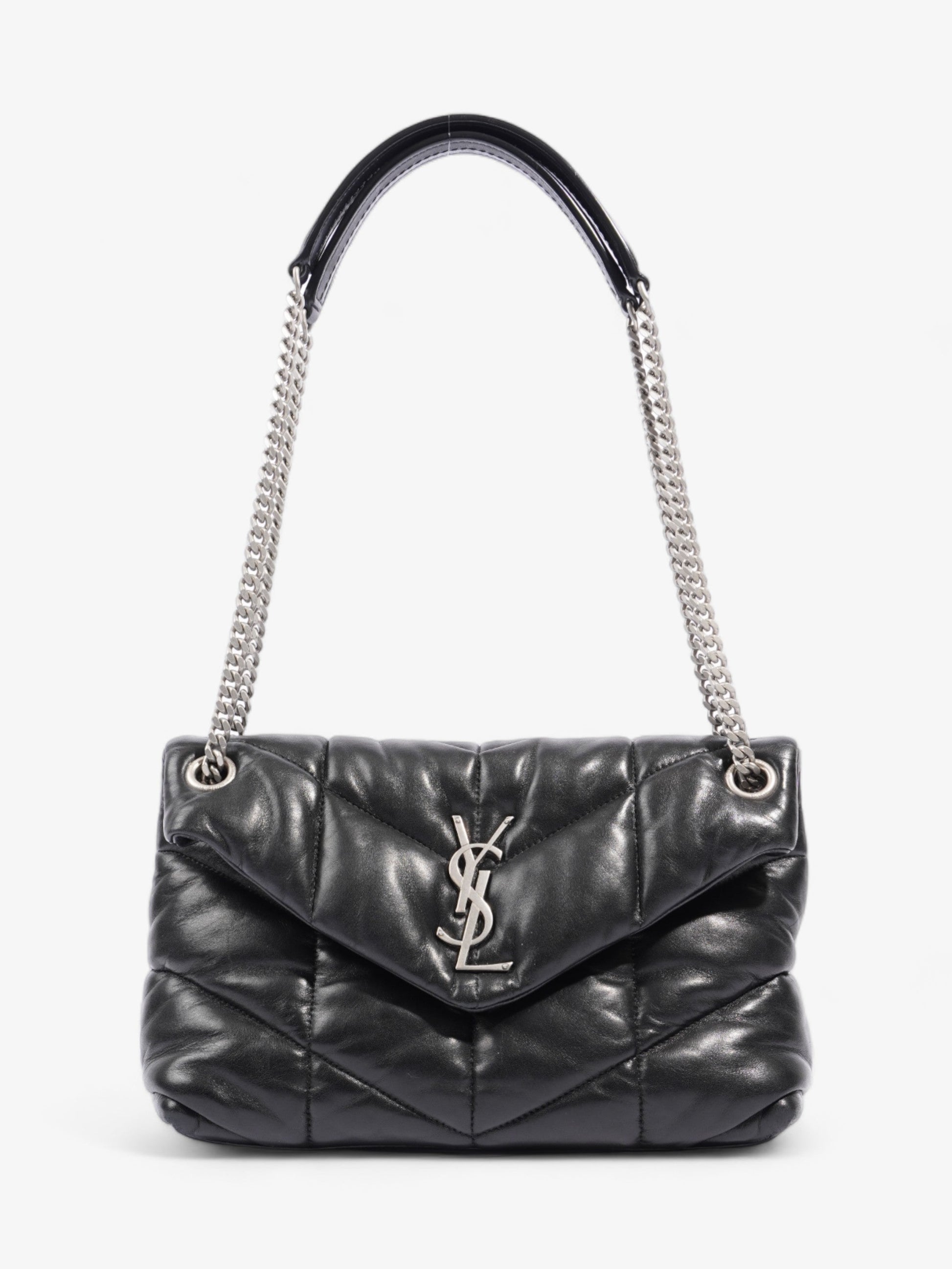 YSL Saint Laurent Lou Lou Puffer Shoulder Bag Leather Lambskin Black
