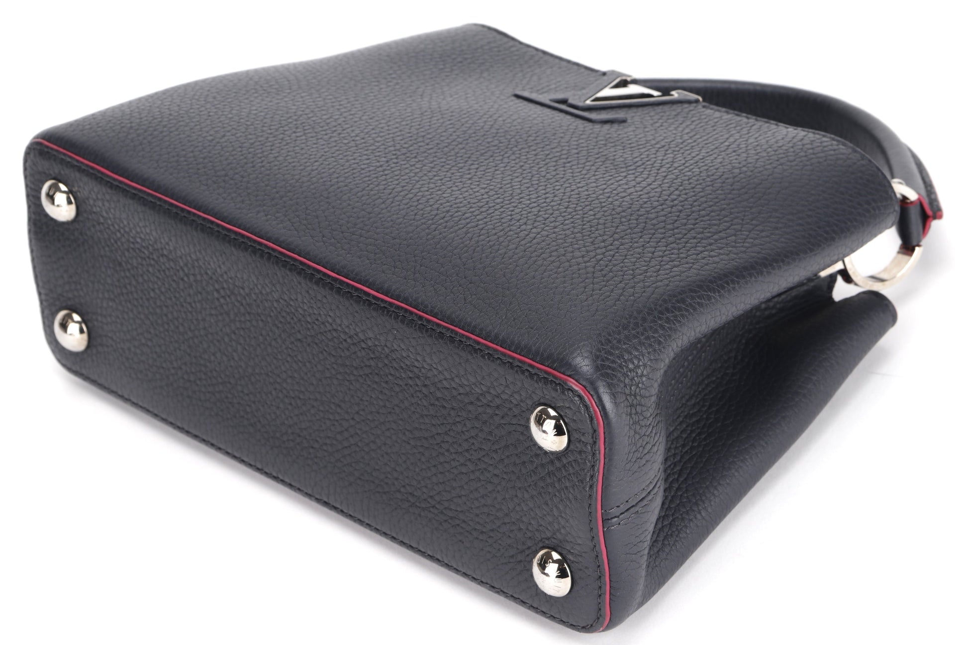 LOUIS VUITTON CAPUCINS BB (AR1105) MARINE ROUGE COLOR TAURILLON LEATHER SILVER HARDWARE, WITH STRAP & DUST COVER