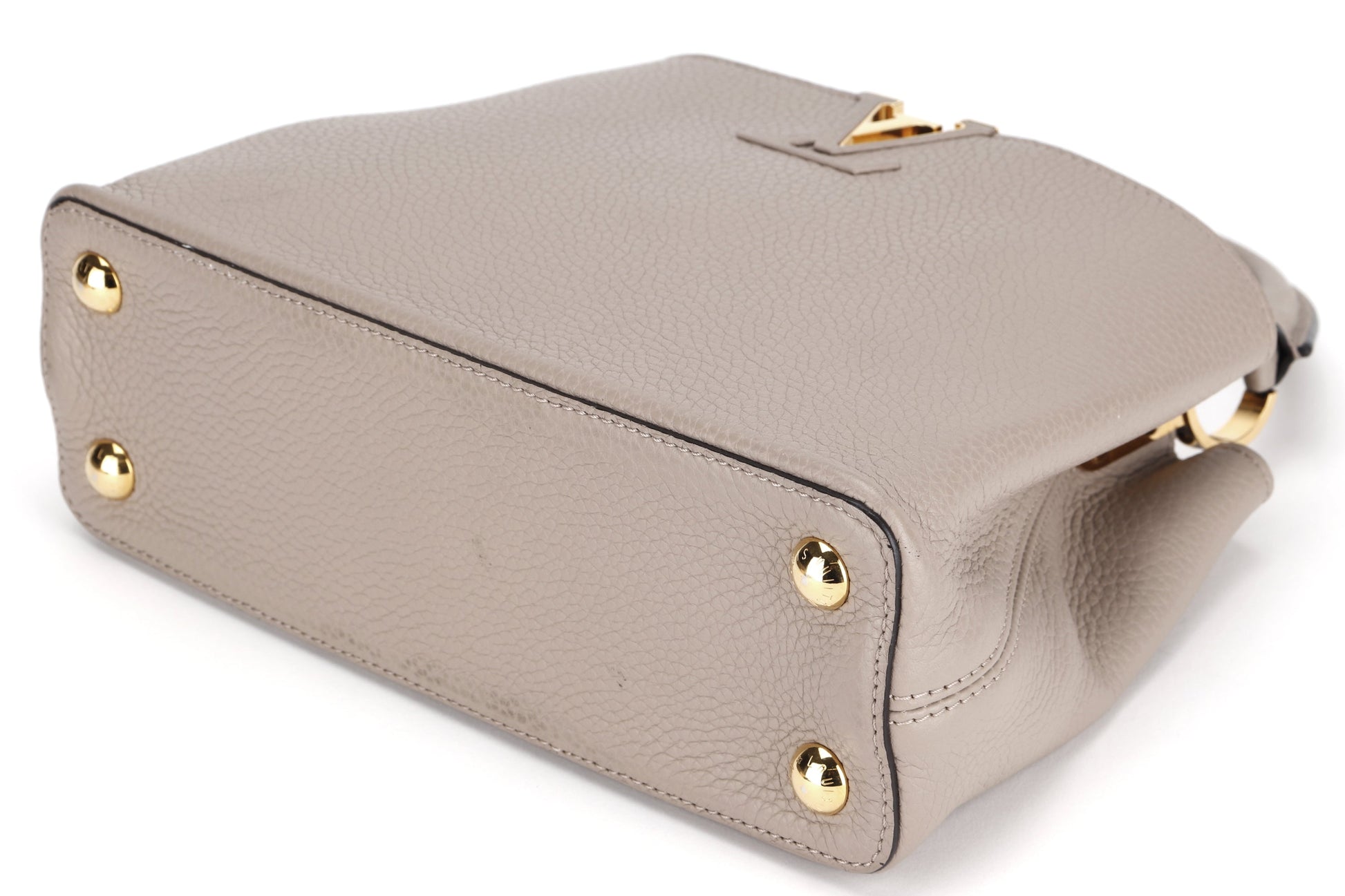 LOUIS VUITTON M94634 CAPUCINE BB (MI0166) GALET COLOR TAURILLON LEATHER GOLD HARFDWARE, WITH STRAP & DUST COVER