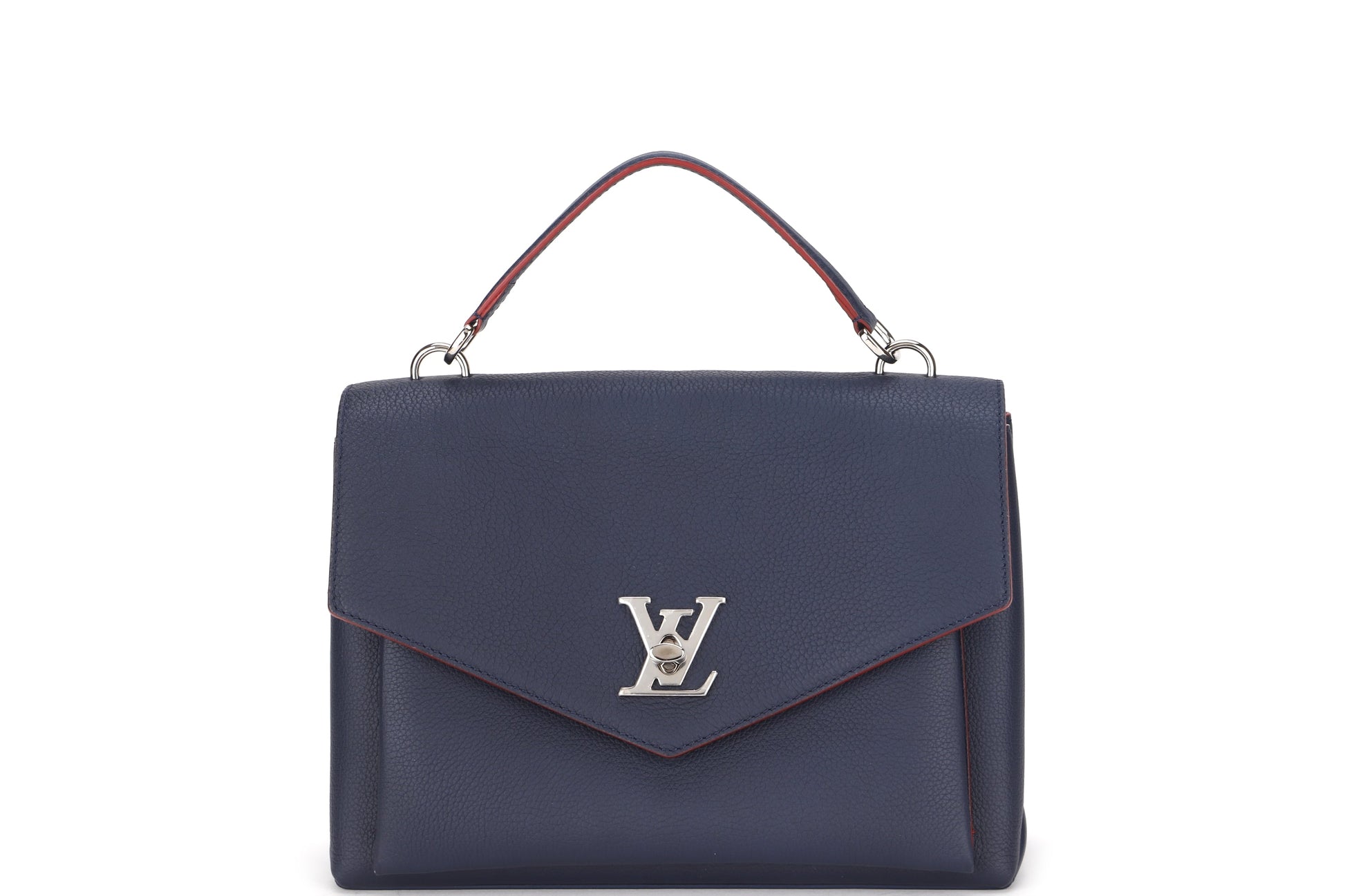 LOUIS VUITTON M53197 MYLOCKME SATCHEL 28CM (FL1129) MARINE ROUGE CALF LEATHER SILVER HARDWARE, WITH STRAP, DUST COVER & BOX