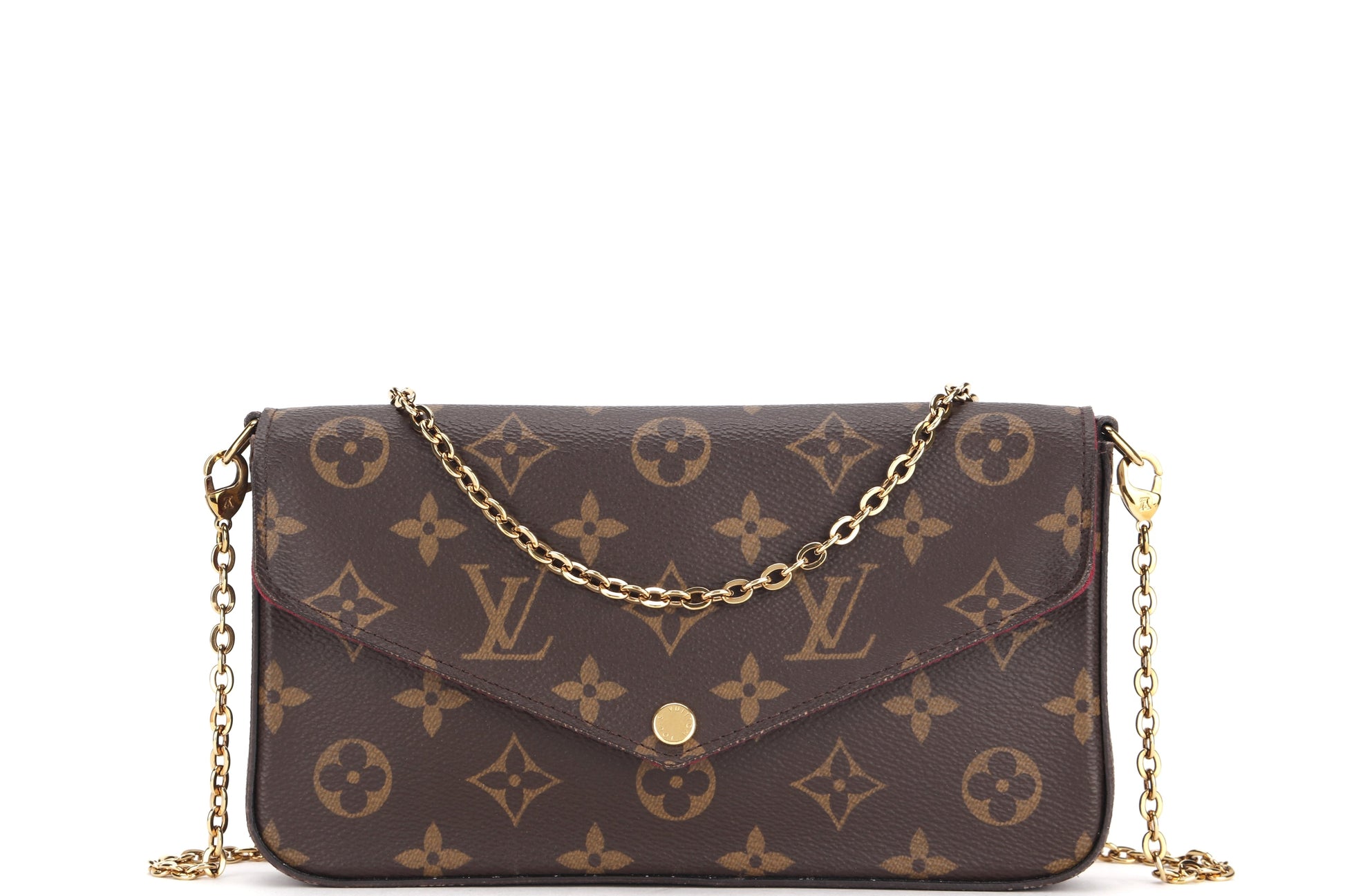 LOUIS VUITTON M61276 POCHETTE FELICIE CHAIN BAG (MI3250) MONOGRAM CANVAS GOLD HARDWARE, WITH CHAIN STRAP, INNER POUCH, INNER CARD POUCH, DUST COVER & BOX