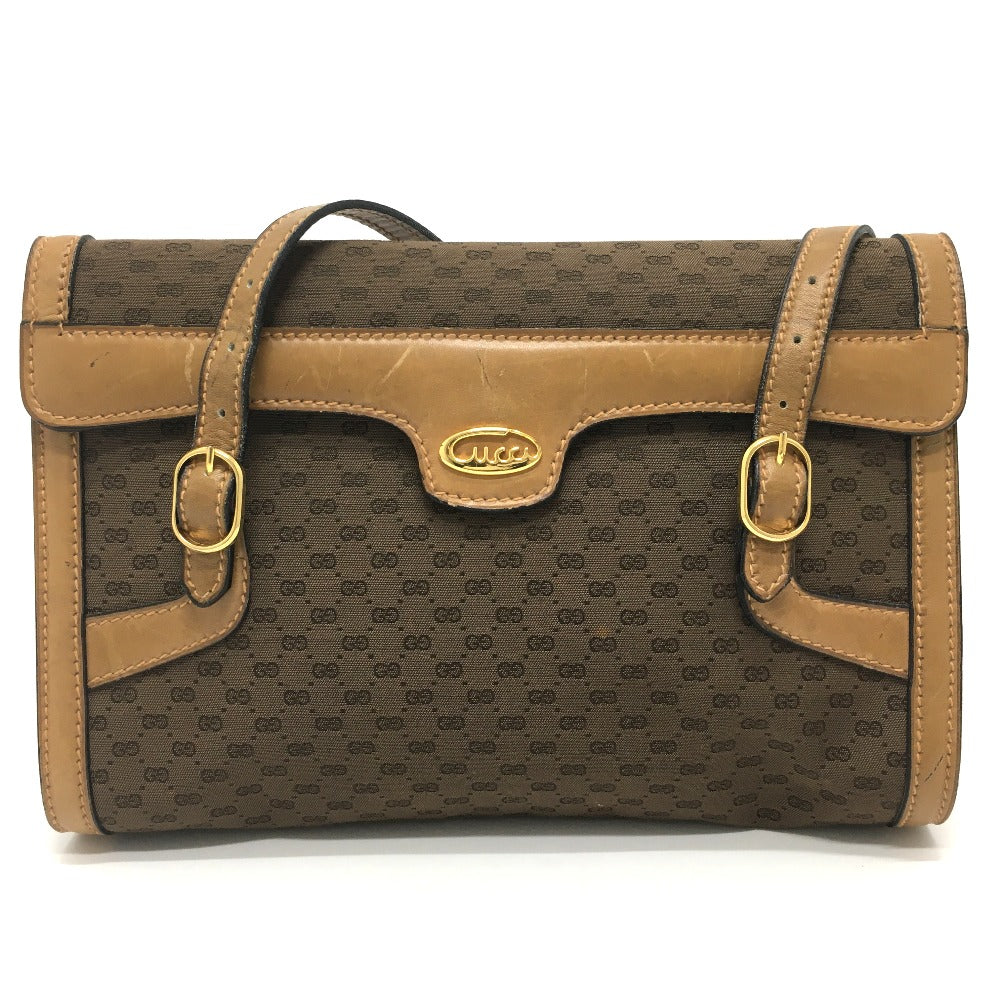 Gucci 067 GG Micro GG Old Leather Canvas Brown Shoulder Bag