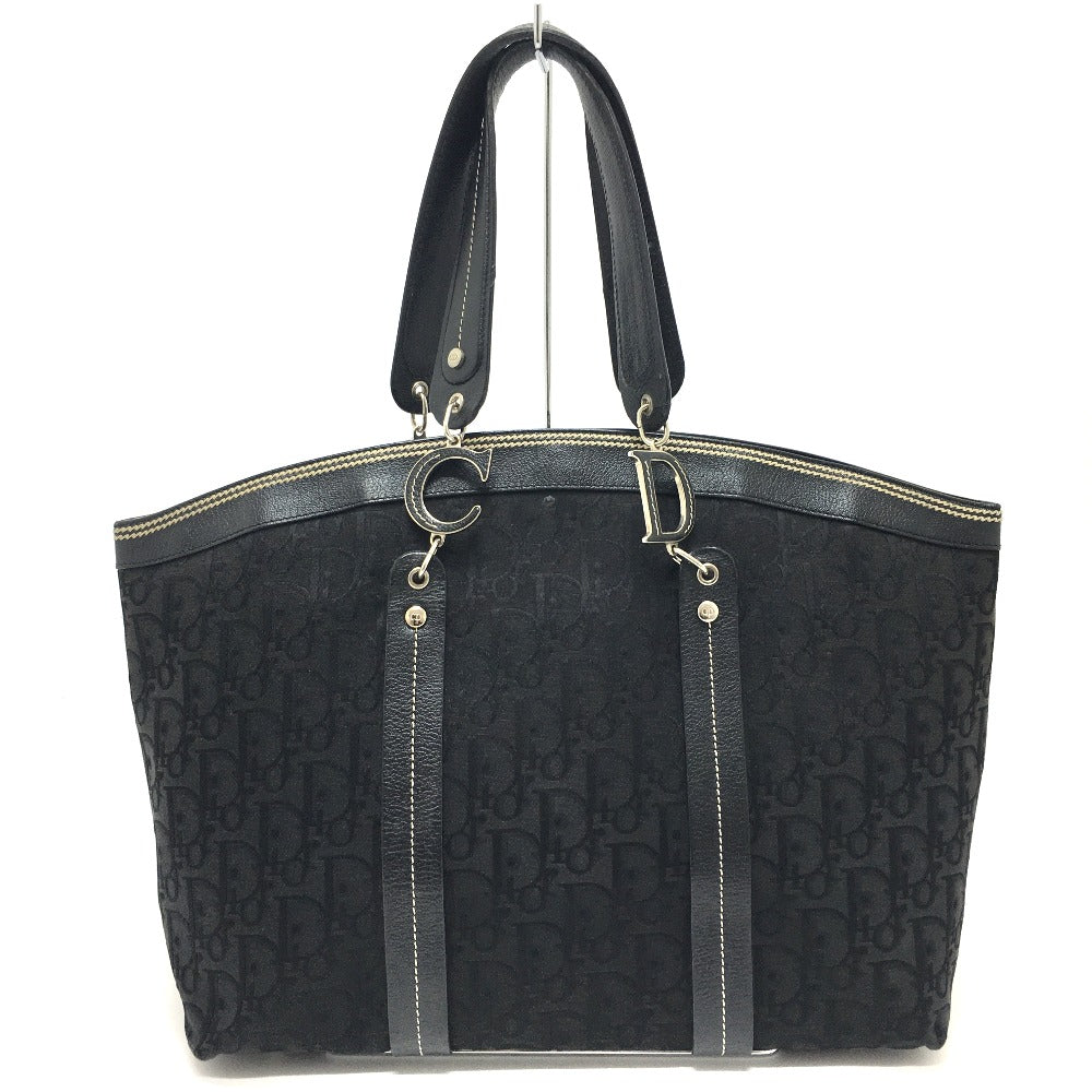 Dior Christian Tote Bag Flower Embroidery Trotter Women Leather Canvas