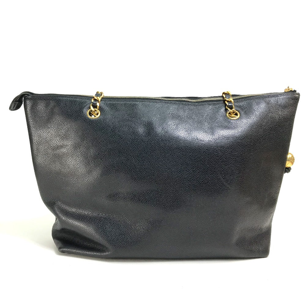 CHANEL Shoulder Bag Caviar skin black COCO Mark Coco ball Women  