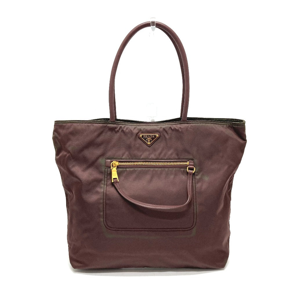 Tote Bag Purple With Semi Shoulder Leather Nylon Shoulder Bag