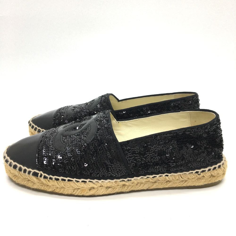 Chanel Slip-on Patent Sequins CCCOCO Mark 16C Black Leather Handbag