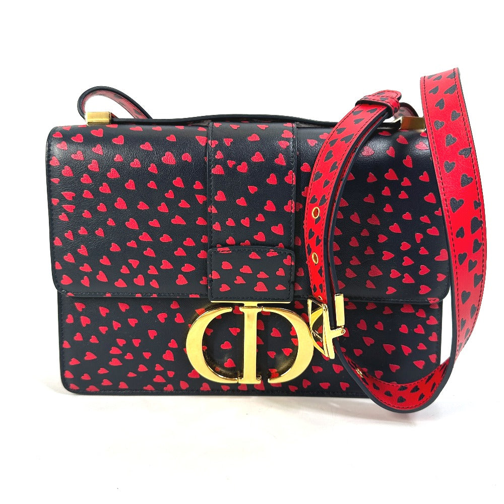 Dior Christian Shoulder Bag Heart Leather Black