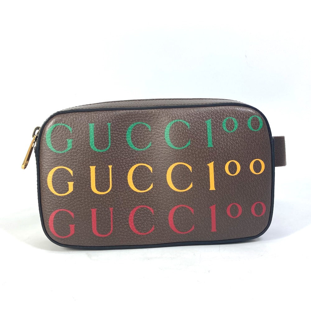 Gucci Sling cross 100th anniversary Leather Brown Logo Belt