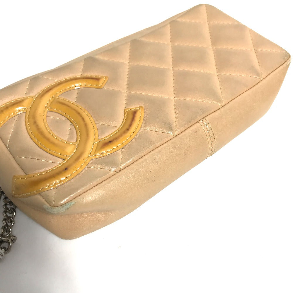 Chanel Cosmetics Cambon line CC COCO Mark Beige Leather Handbag