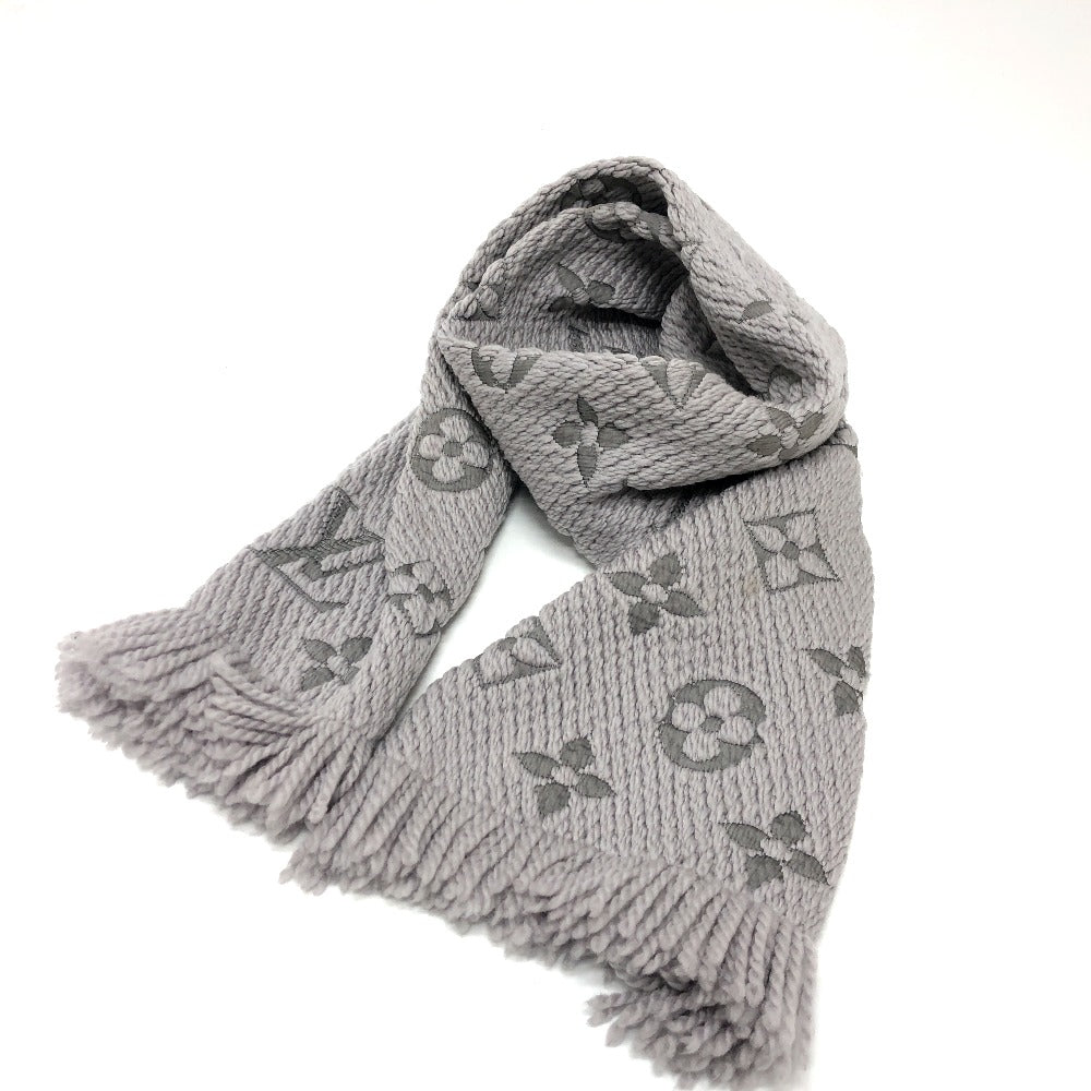 Louis Vuitton Scarf M74742 Silk fringe Echal Wool Gray