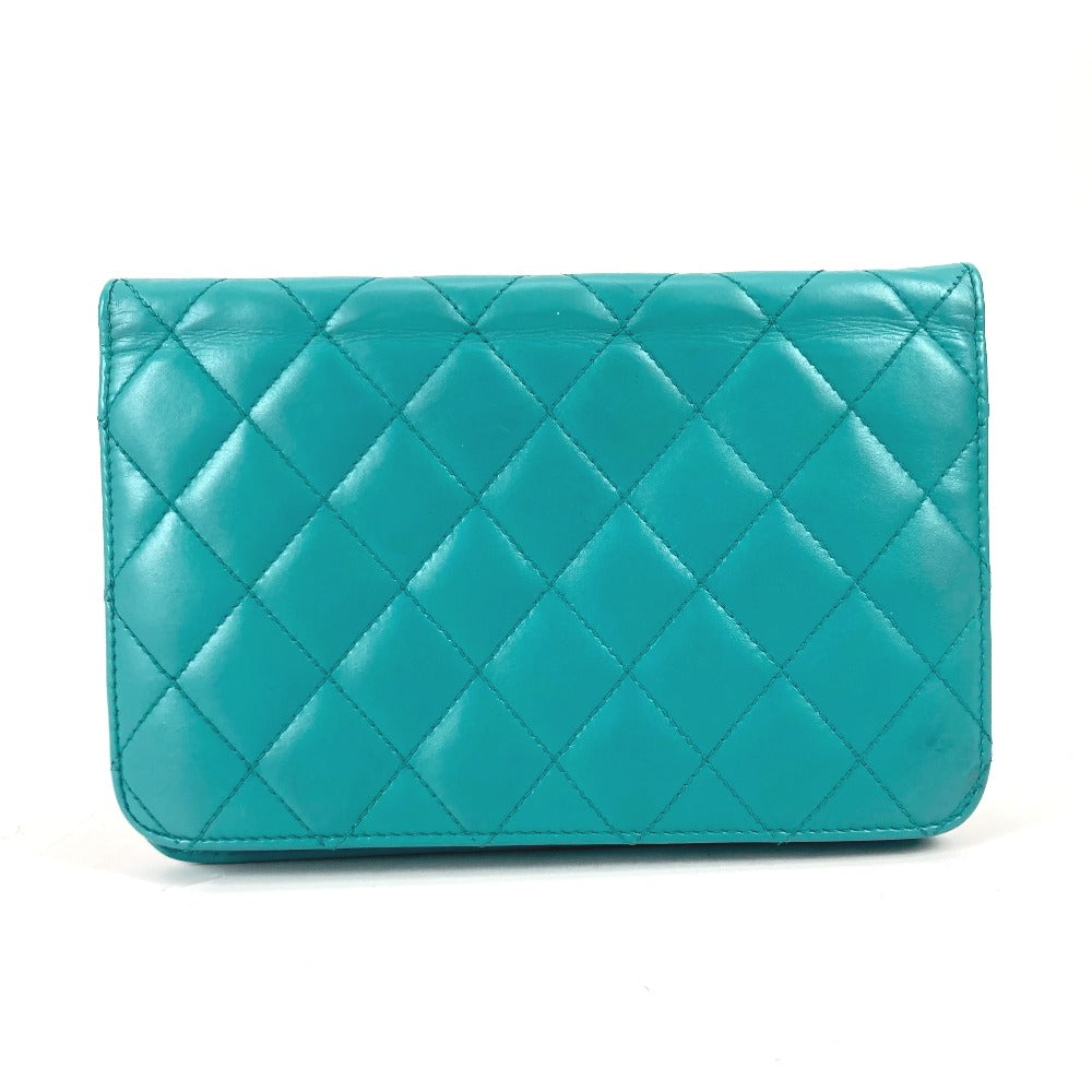 Chanel long CC COCO Mark Quilting Matelasse Green Leather Wallet Case