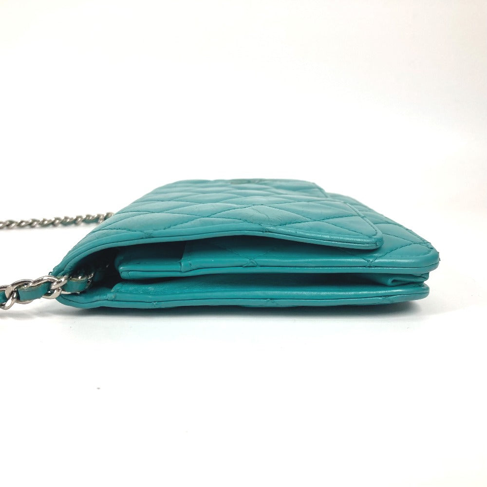 Chanel long CC COCO Mark Quilting Matelasse Green Leather Wallet Case