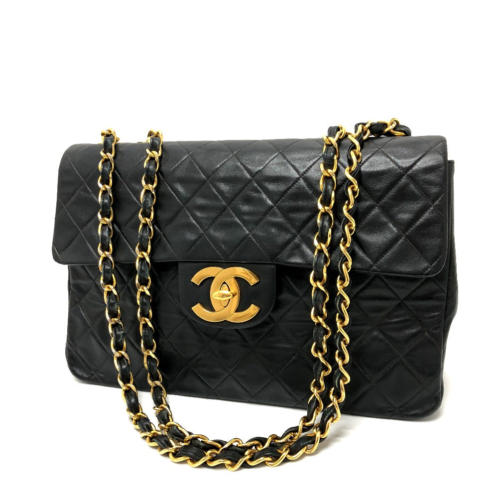 Chanel WChain Deca Trasse 34 Black Leather Shoulder Bag