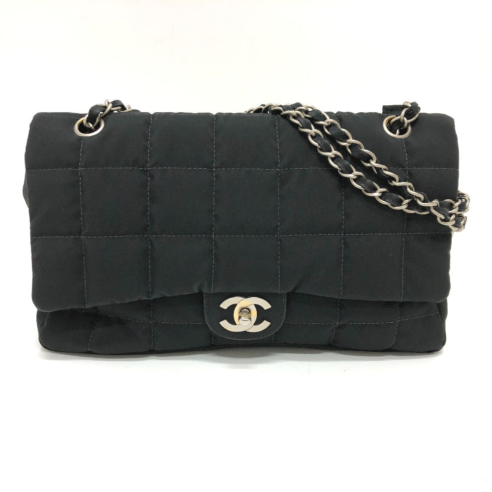 Chanel Nylon COCO Mark Chocolate bar Black Shoulder Bag