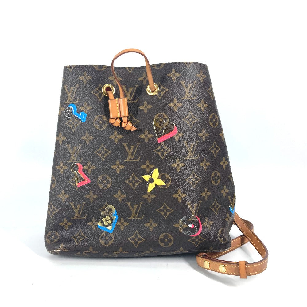 Louis Vuitton M44369 Love Block Neonoe Monogram Canvas Brown Shoulder Bag