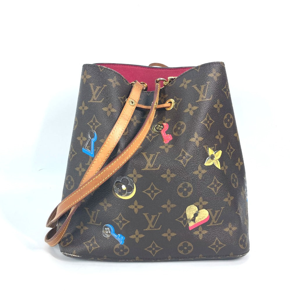 Louis Vuitton M44369 Love Block Neonoe Monogram Canvas Brown Shoulder Bag