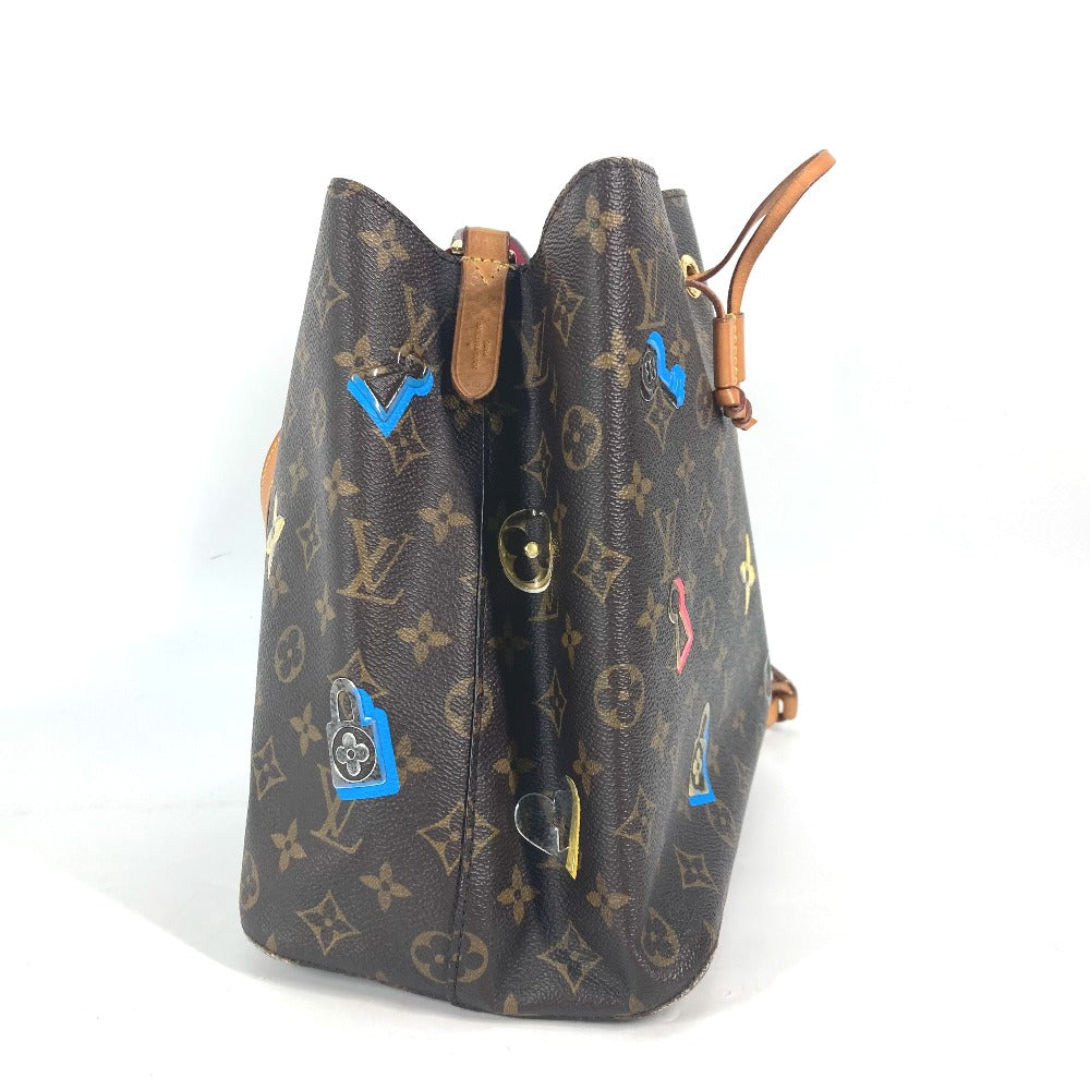 Louis Vuitton M44369 Love Block Neonoe Monogram Canvas Brown Shoulder Bag