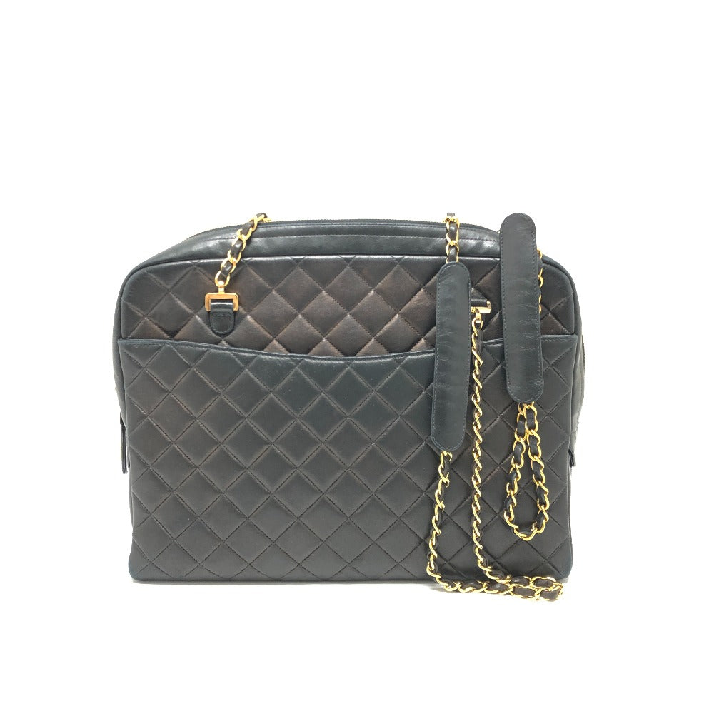 CHANEL Shoulder Bag leather black WChain Matrasse quilting Women  