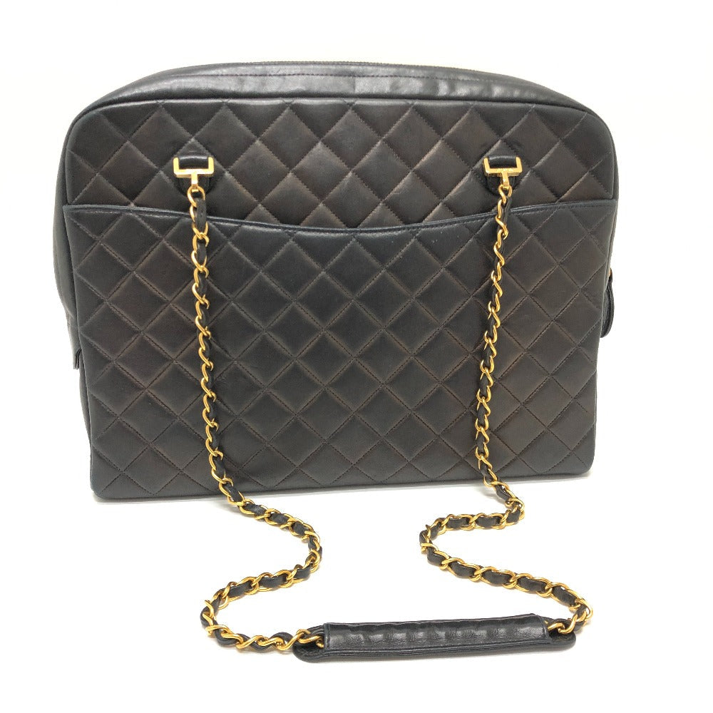 CHANEL Shoulder Bag leather black WChain Matrasse quilting Women  